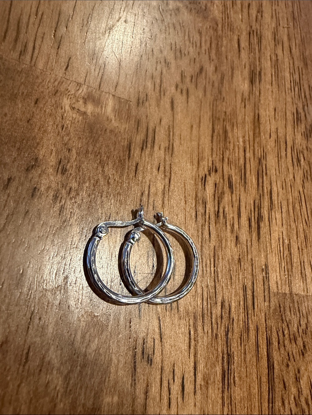 Vintage Silver-Tone Small Hoop Earrings - Women Jewelry
